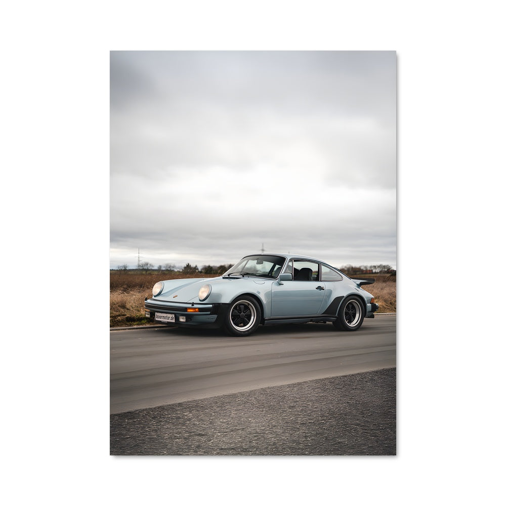 Poster Porsche Bleu