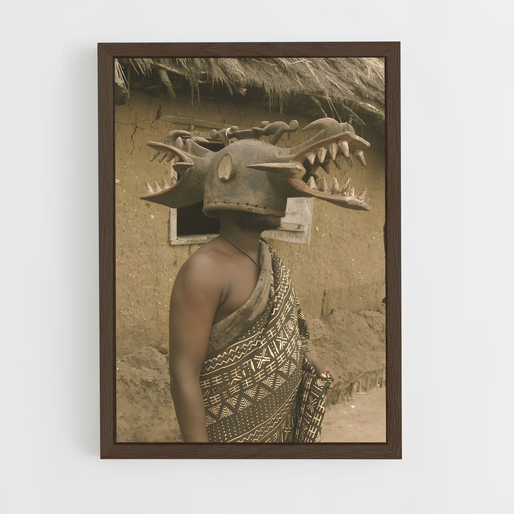 ap-african masks-5 cadre Bois foncé
