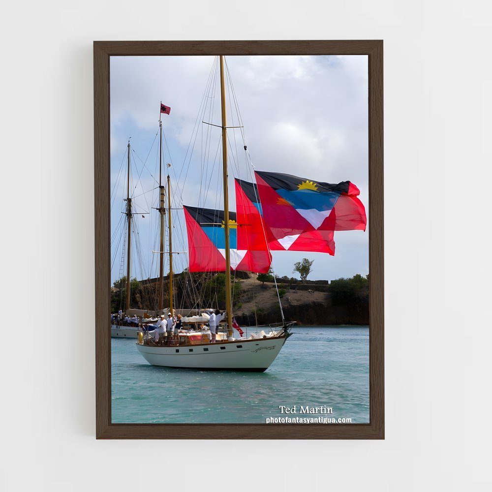 ap-antigua and barbuda flag-1 cadre Bois foncé