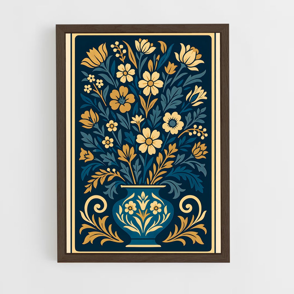 ap-art nouveau florals-5 cadre Bois foncé