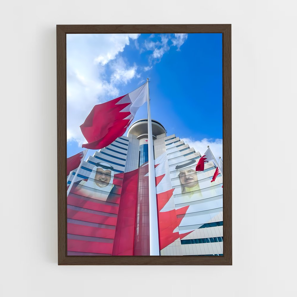 ap-bahrain flag-4 cadre Bois foncé
