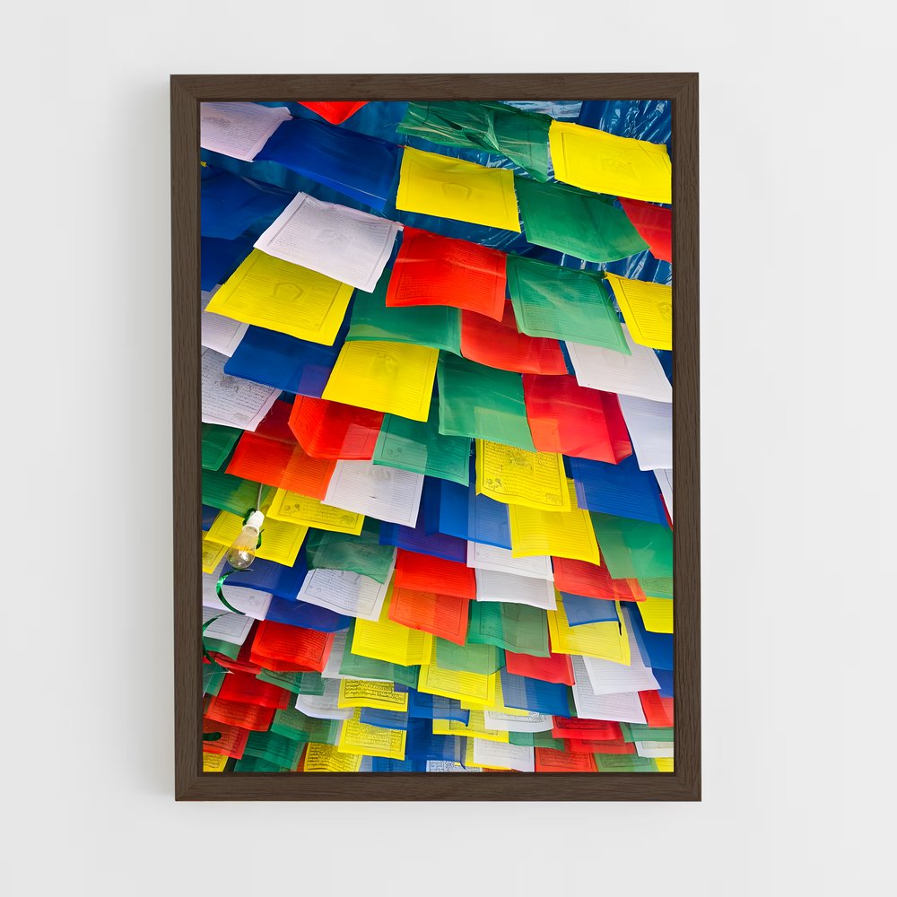 ap-buddhist flag-1 cadre Bois foncé