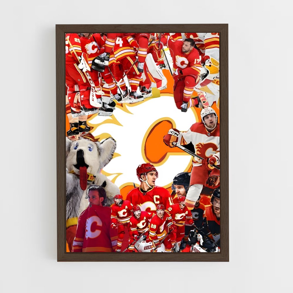 ap-calgary flames-14 cadre Bois foncé