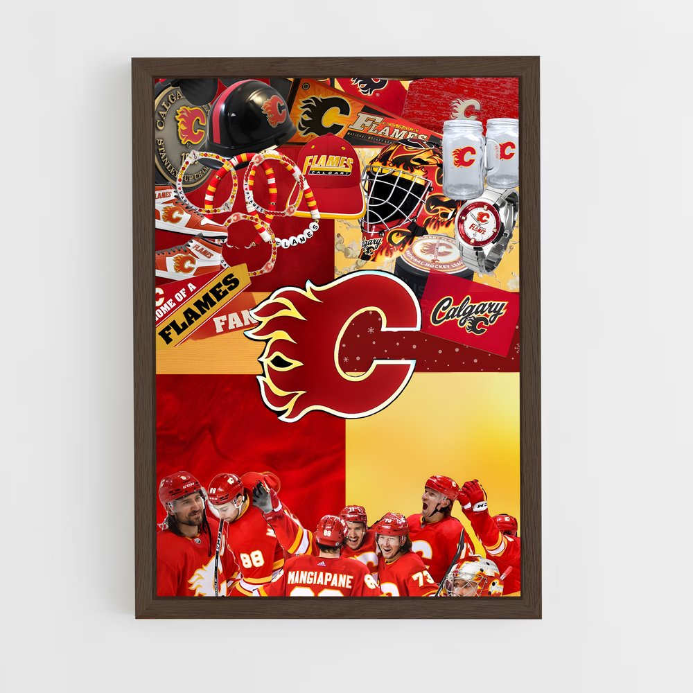 ap-calgary flames-2 cadre Bois foncé