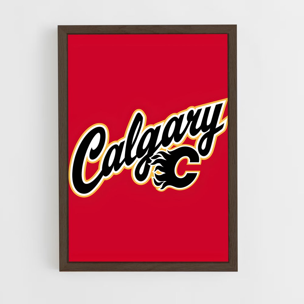 ap-calgary flames-9 cadre Bois foncé