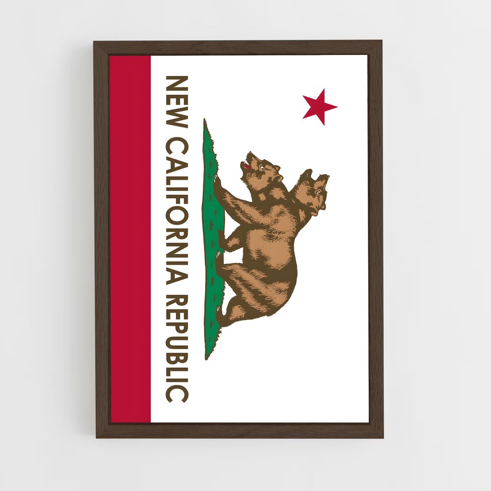 ap-california republic flag-4 cadre Bois foncé