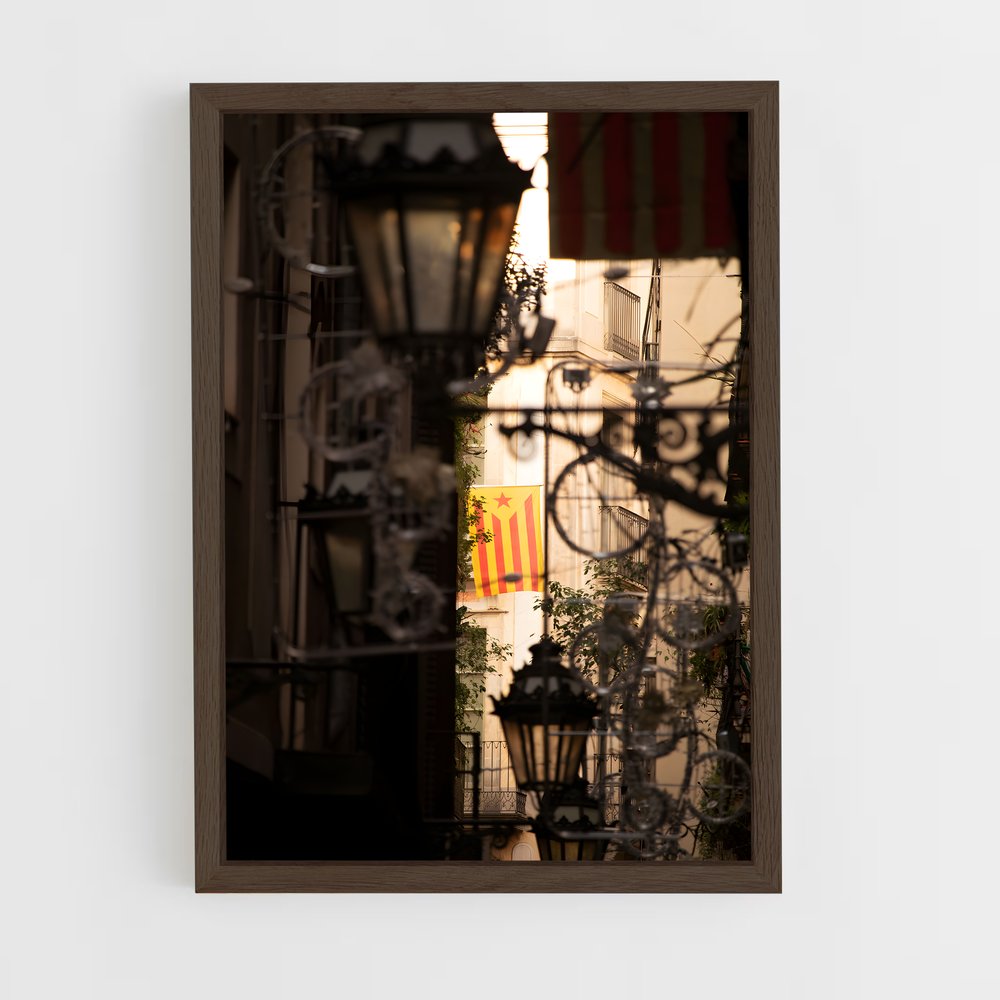 ap-catalonia flag-1 cadre Bois foncé