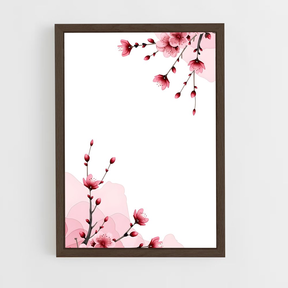 ap-cherry blossom patterns-5 cadre Bois foncé