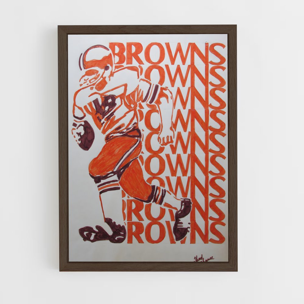 ap-cleveland browns-6 cadre Bois foncé