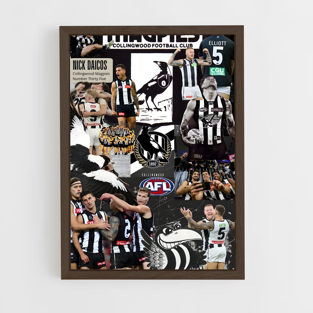 ap-collingwood magpies-3 cadre Bois foncé