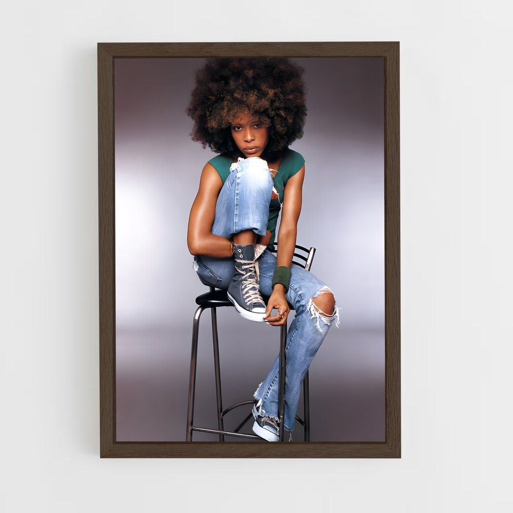 ap-erykah badu-2 cadre Bois foncé