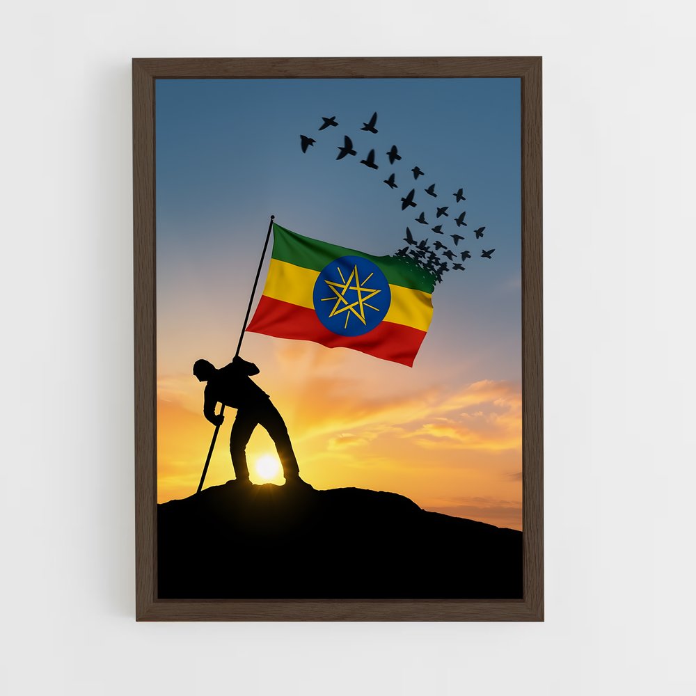 ap-ethiopia flag-1 cadre Bois foncé
