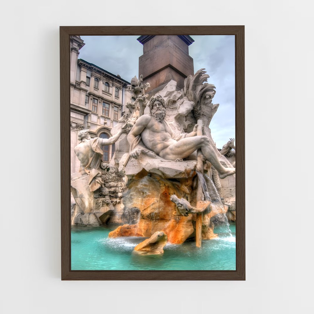 ap-fountain of four rivers bernini-5 cadre Bois foncé