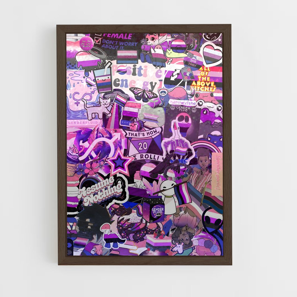 ap-genderfluid flag-2 cadre Bois foncé