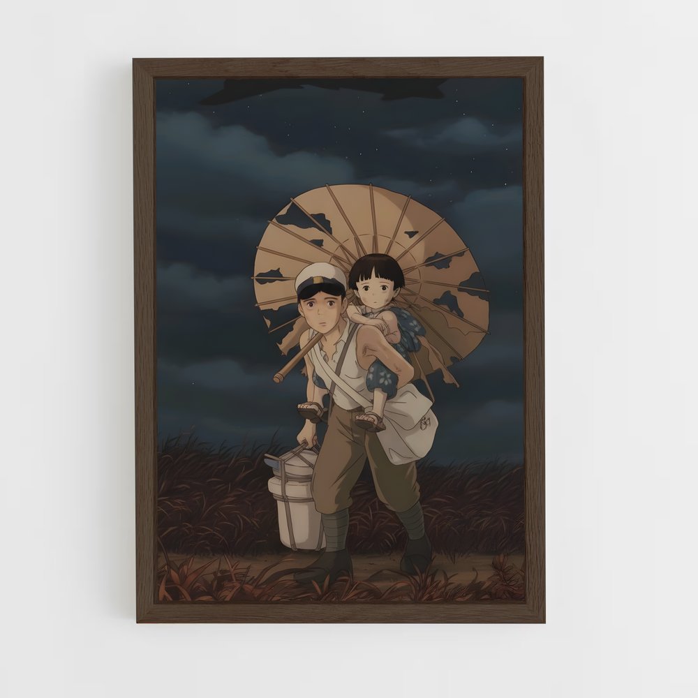 ap-grave of the fireflies-4 cadre Bois foncé