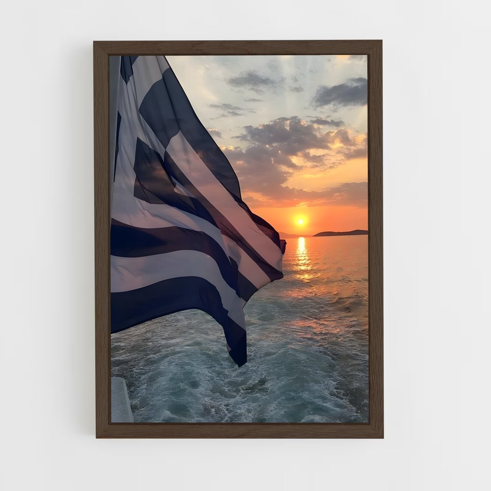 ap-greece flag-6 cadre Bois foncé