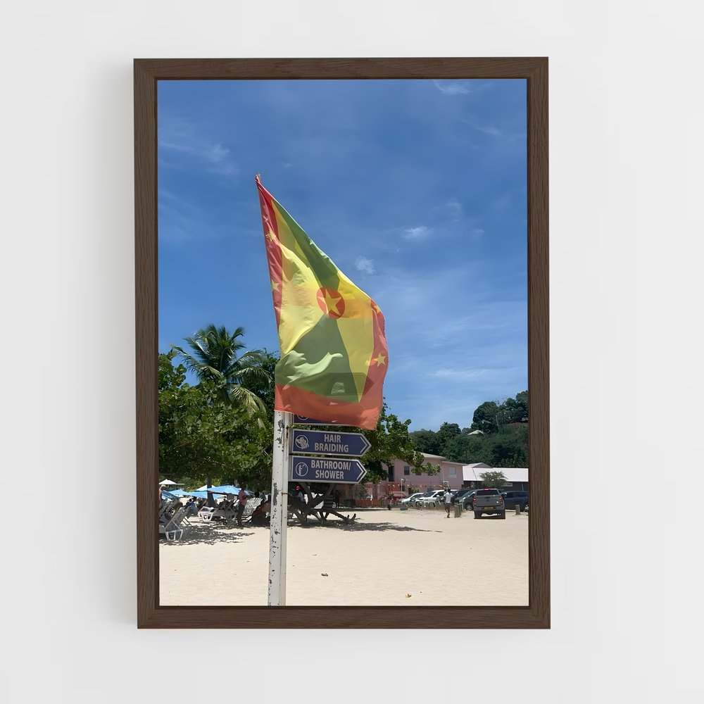 ap-grenada flag-1 cadre Bois foncé