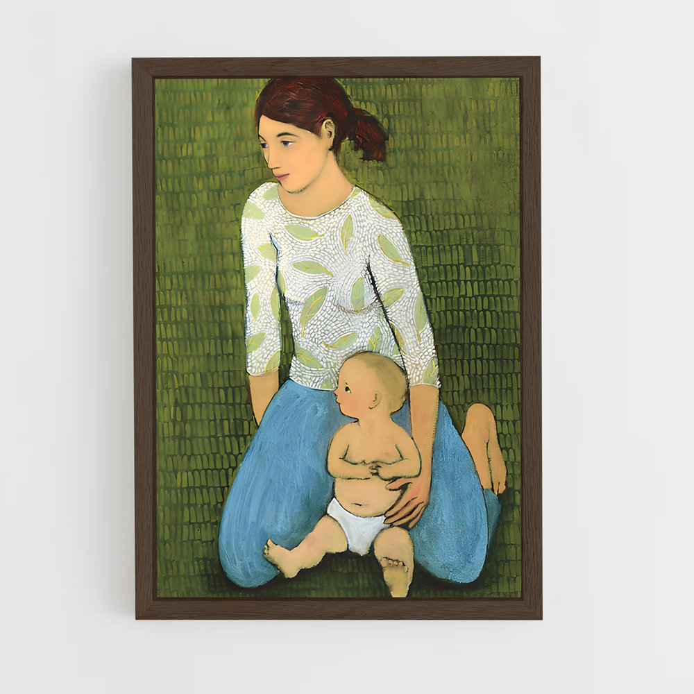 ap-hirst mother and child-2 cadre Bois foncé