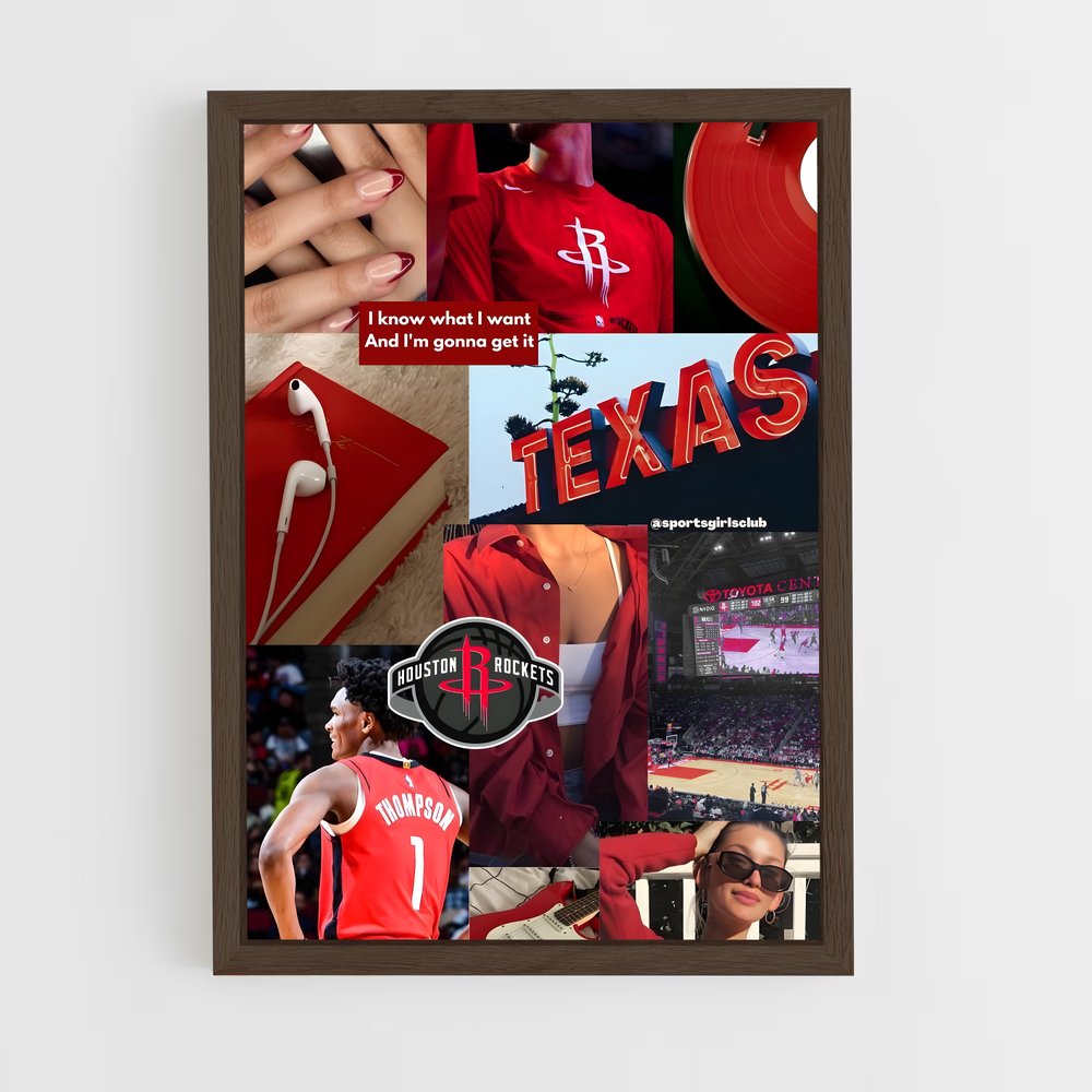 ap-houston rockets-5 cadre Bois foncé