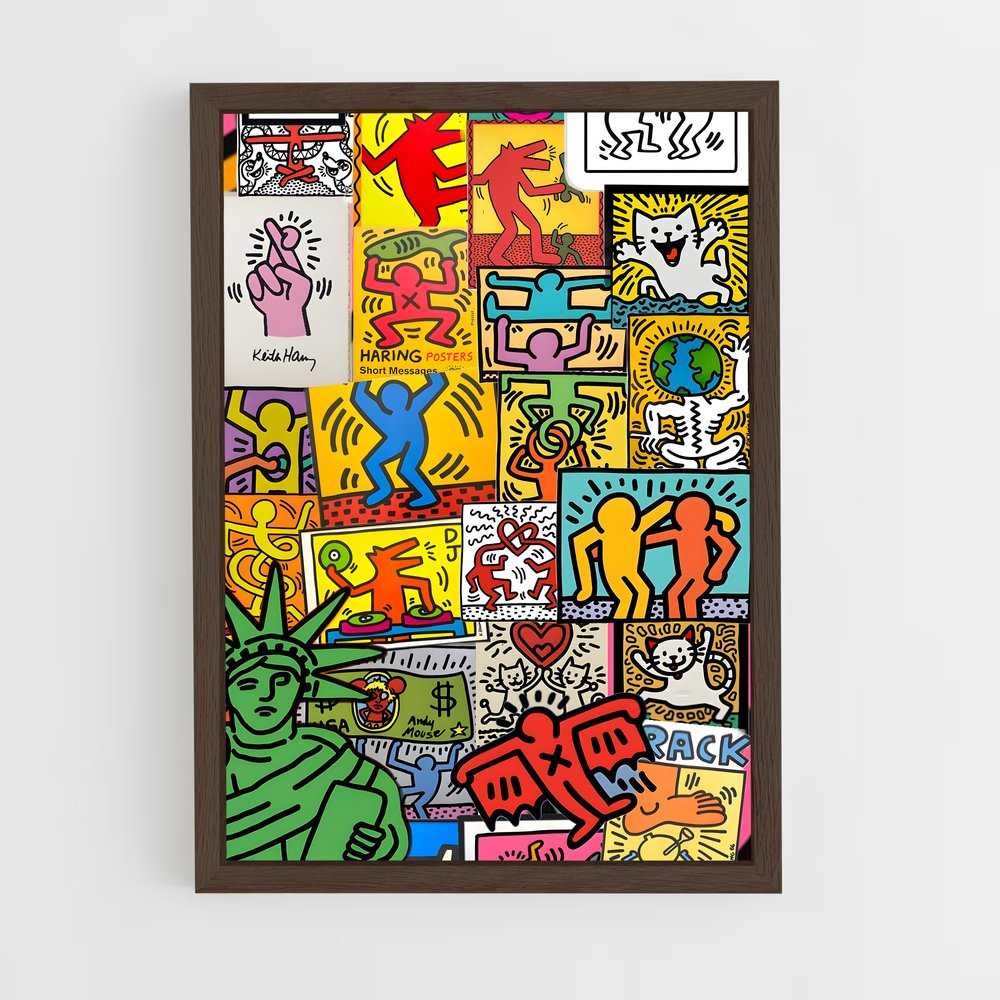 ap-keith haring-6 cadre Bois foncé