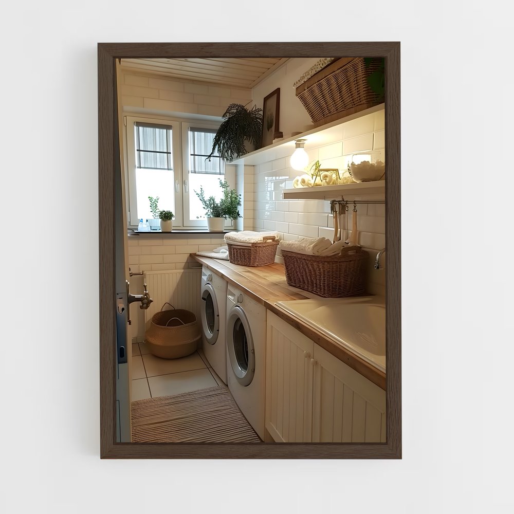 ap-laundry room-6 cadre Bois foncé