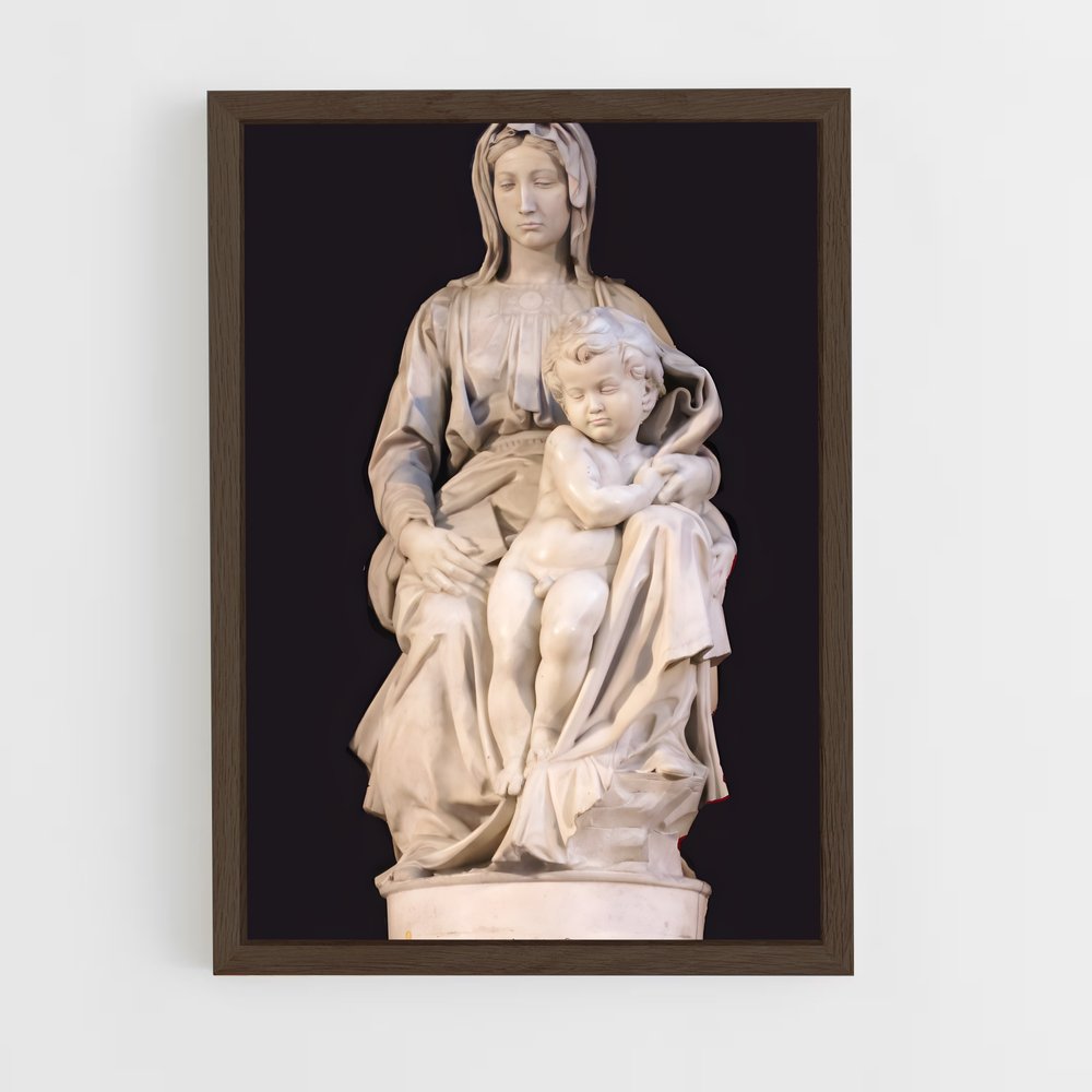 ap-madonna and child michelangelo-3 cadre Bois foncé
