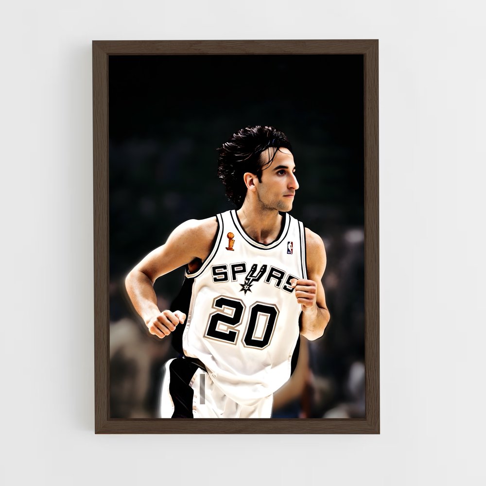 ap-manu ginobili-1 cadre Bois foncé
