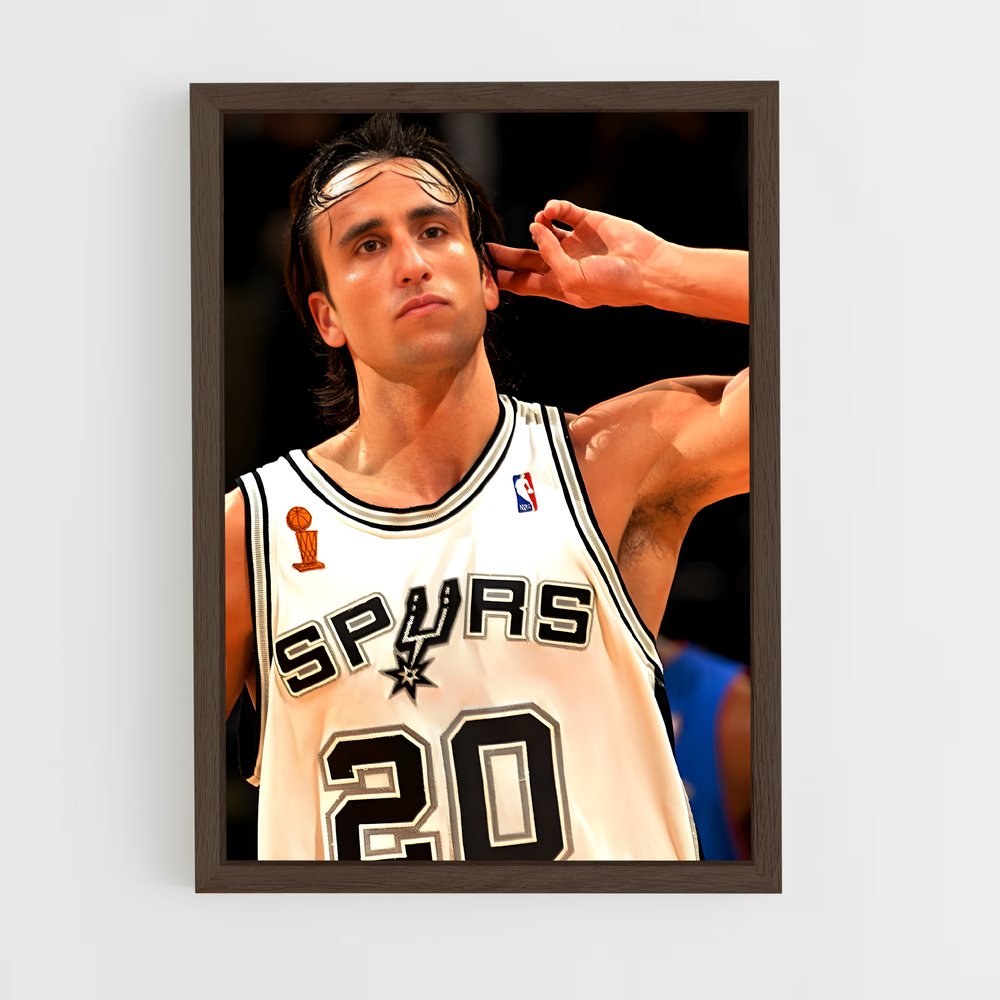 ap-manu ginobili-4 cadre Bois foncé
