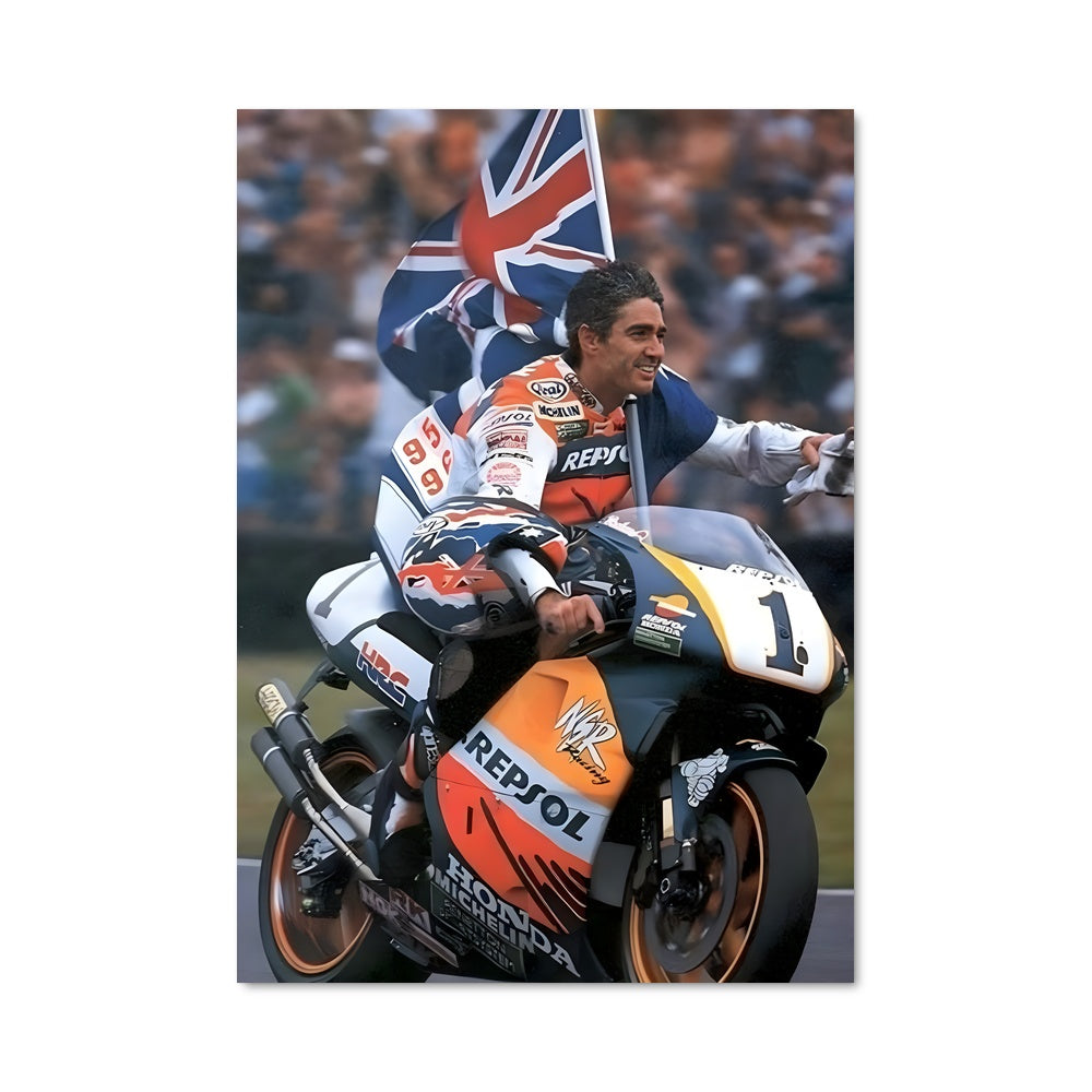 Poster Moto et Drapeau