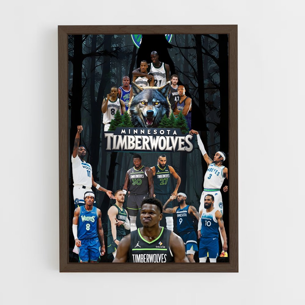 ap-minnesota timberwolves-7 cadre Bois foncé