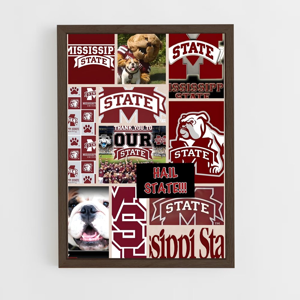 ap-mississippi state bulldogs-3 cadre Bois foncé