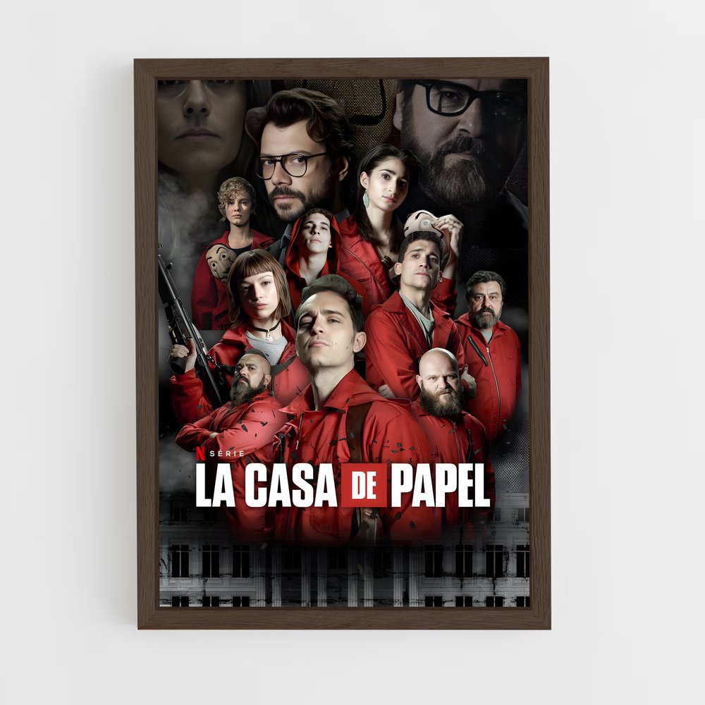 ap-money heist la casa de papel-9 cadre Bois foncé