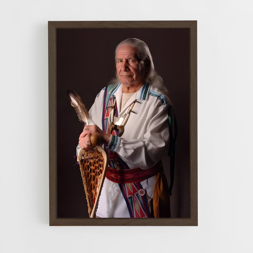 ap-native american lacrosse heritage-1 cadre Bois foncé