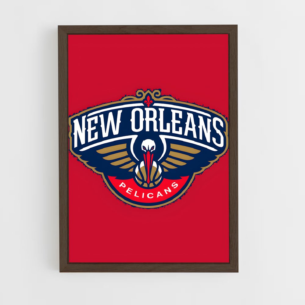 ap-new orleans pelicans-3 cadre Bois foncé