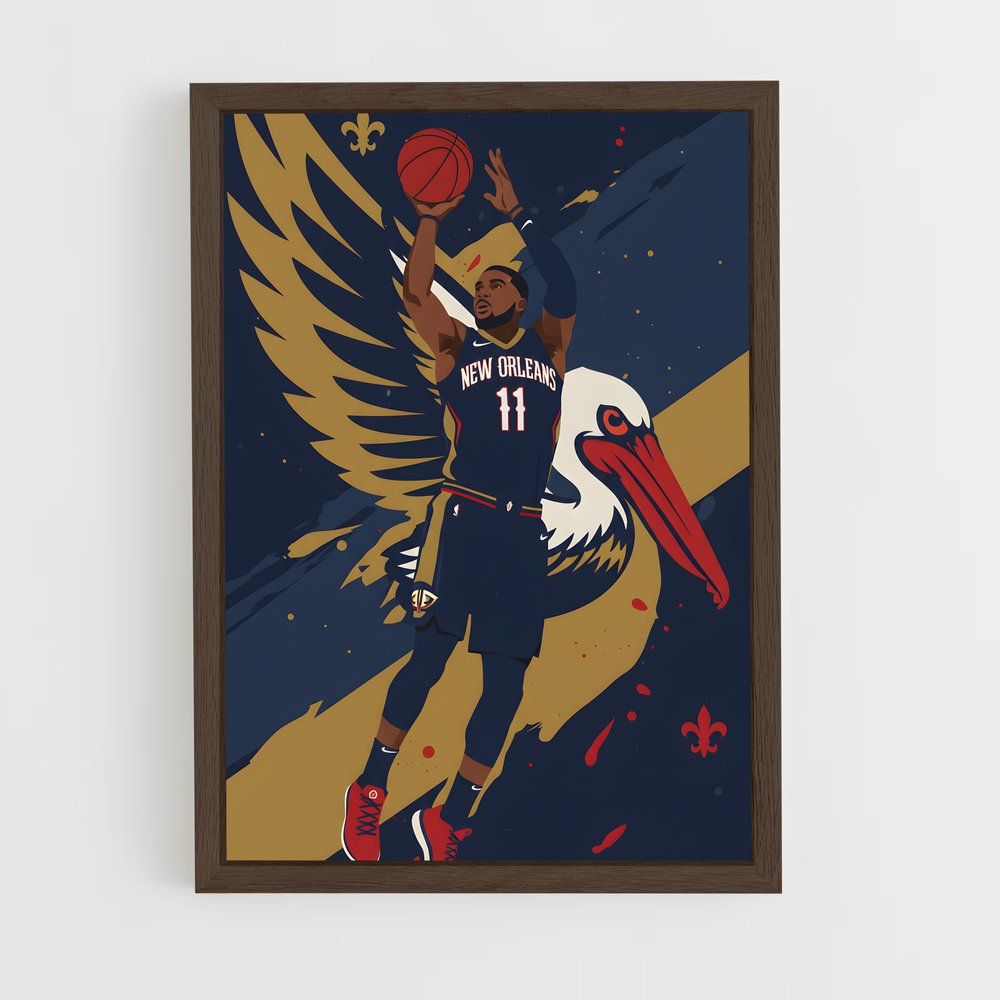 ap-new orleans pelicans-5 cadre Bois foncé