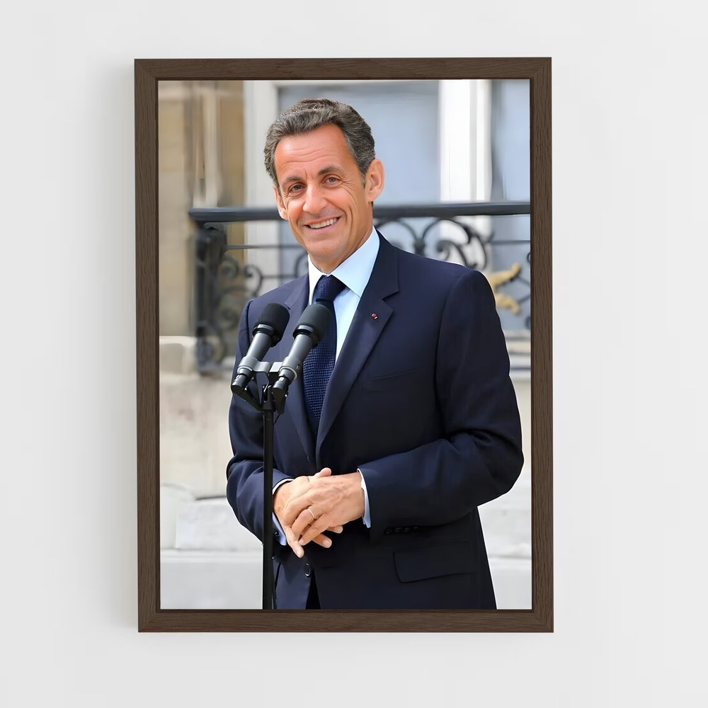 ap-nicolas sarkozy-4 cadre Bois foncé