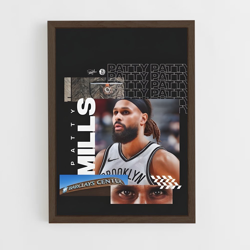 ap-patty mills-3 cadre Bois foncé