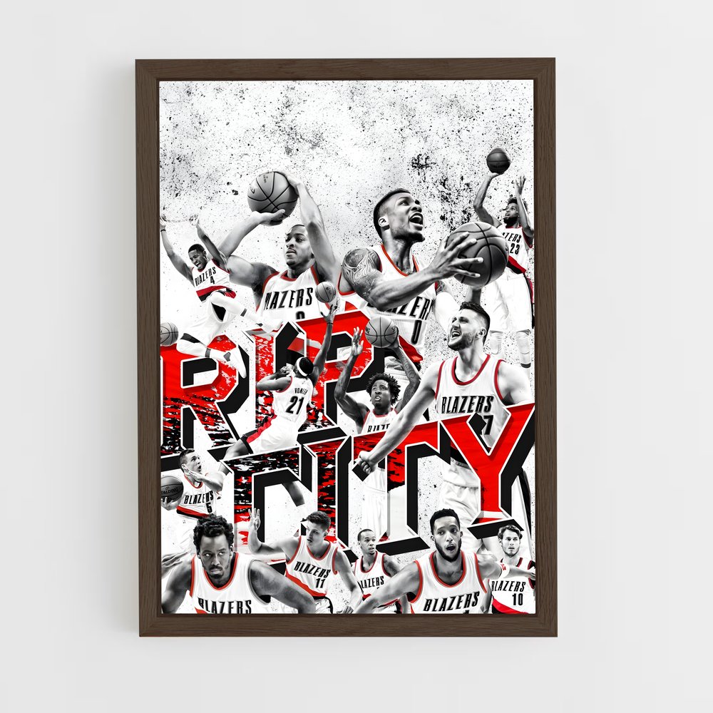ap-portland trail blazers-8 cadre Bois foncé