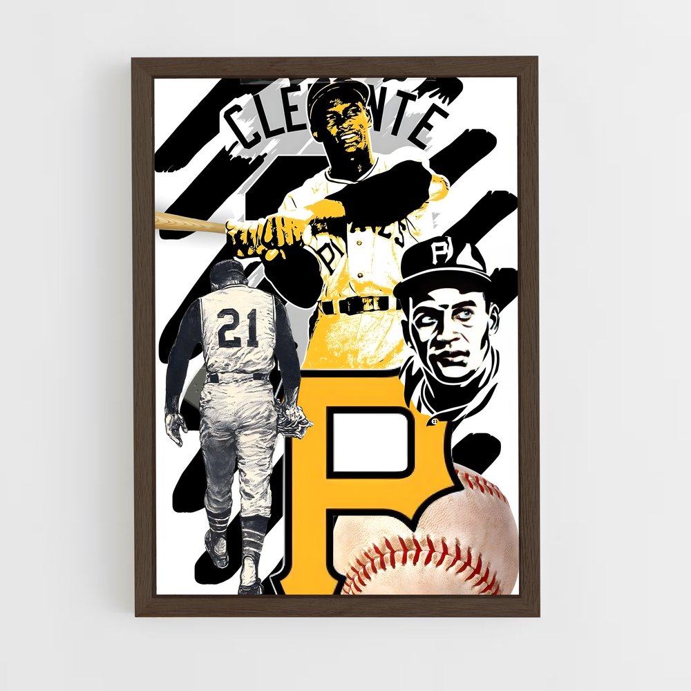 ap-roberto clemente-4 cadre Bois foncé