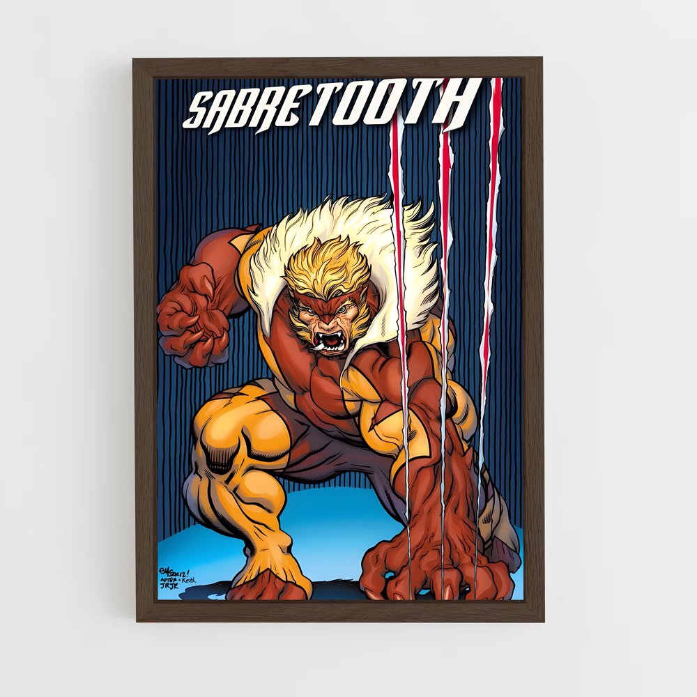 ap-sabretooth x-men-10 cadre Bois foncé