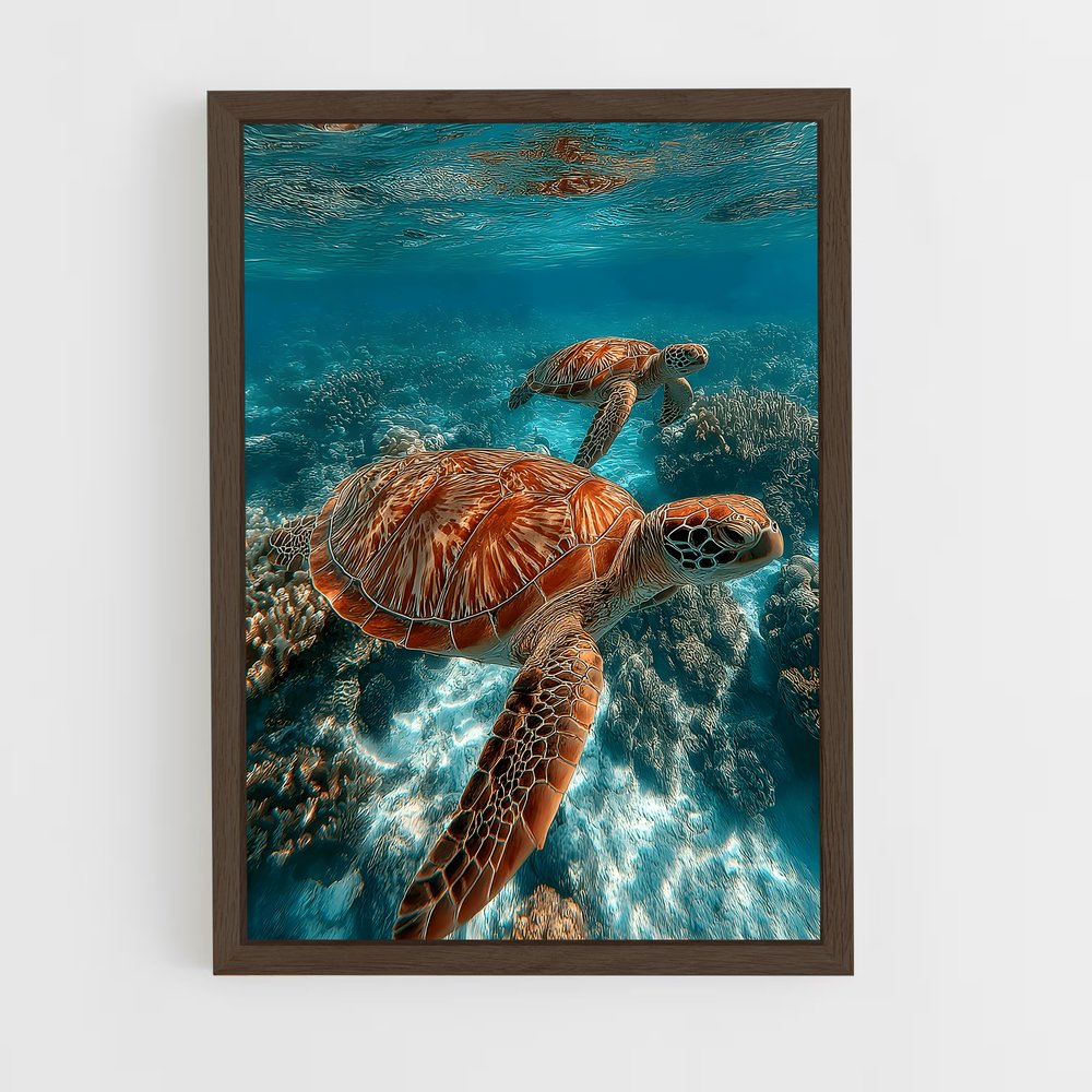 ap-sea turtle-13 cadre Bois foncé