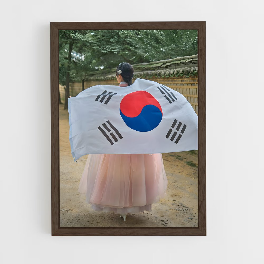ap-south korea flag-5 cadre Bois foncé