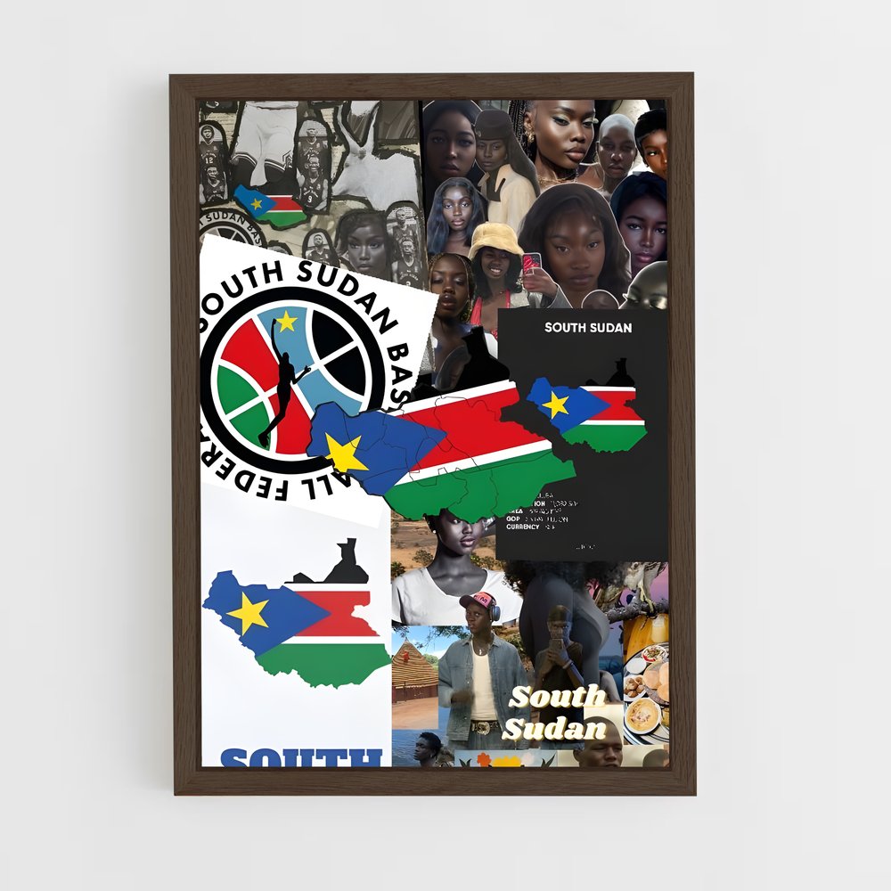 ap-south sudan flag-2 cadre Bois foncé