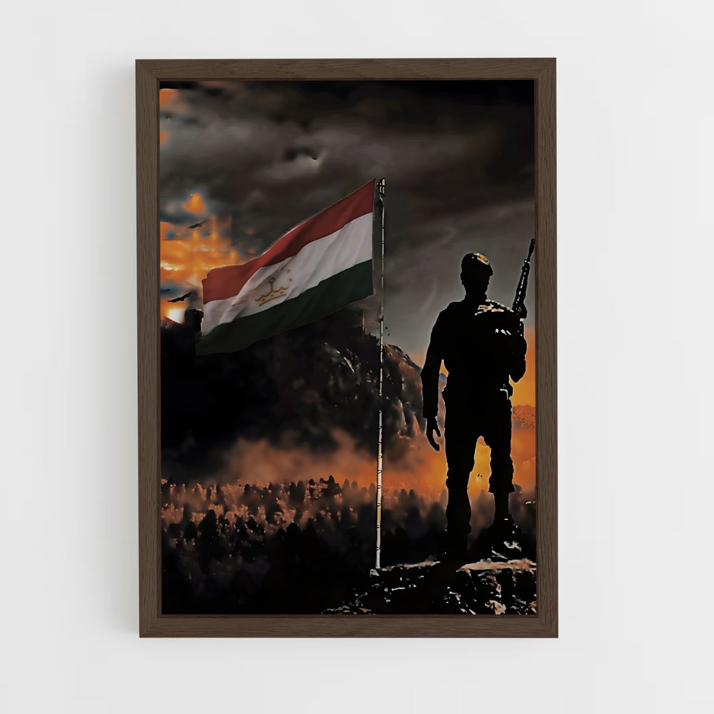 ap-tajikistan flag-2 cadre Bois foncé