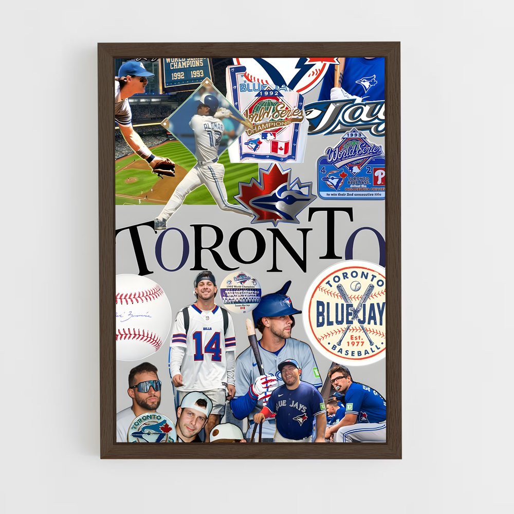 ap-toronto blue jays-8 cadre Bois foncé
