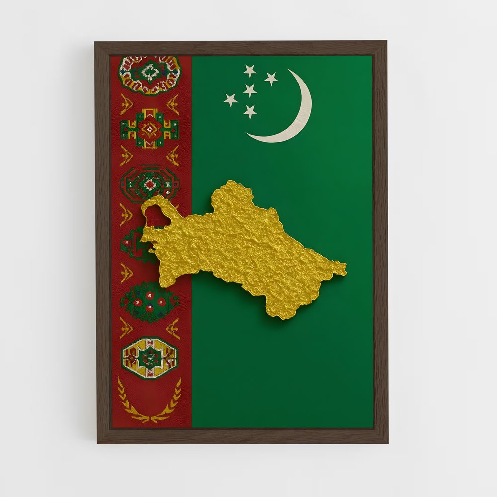 ap-turkmenistan flag-2 cadre Bois foncé
