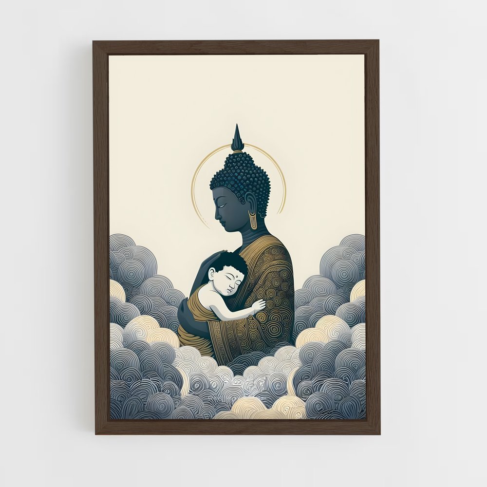 bouddha-2 cadre Bois foncé