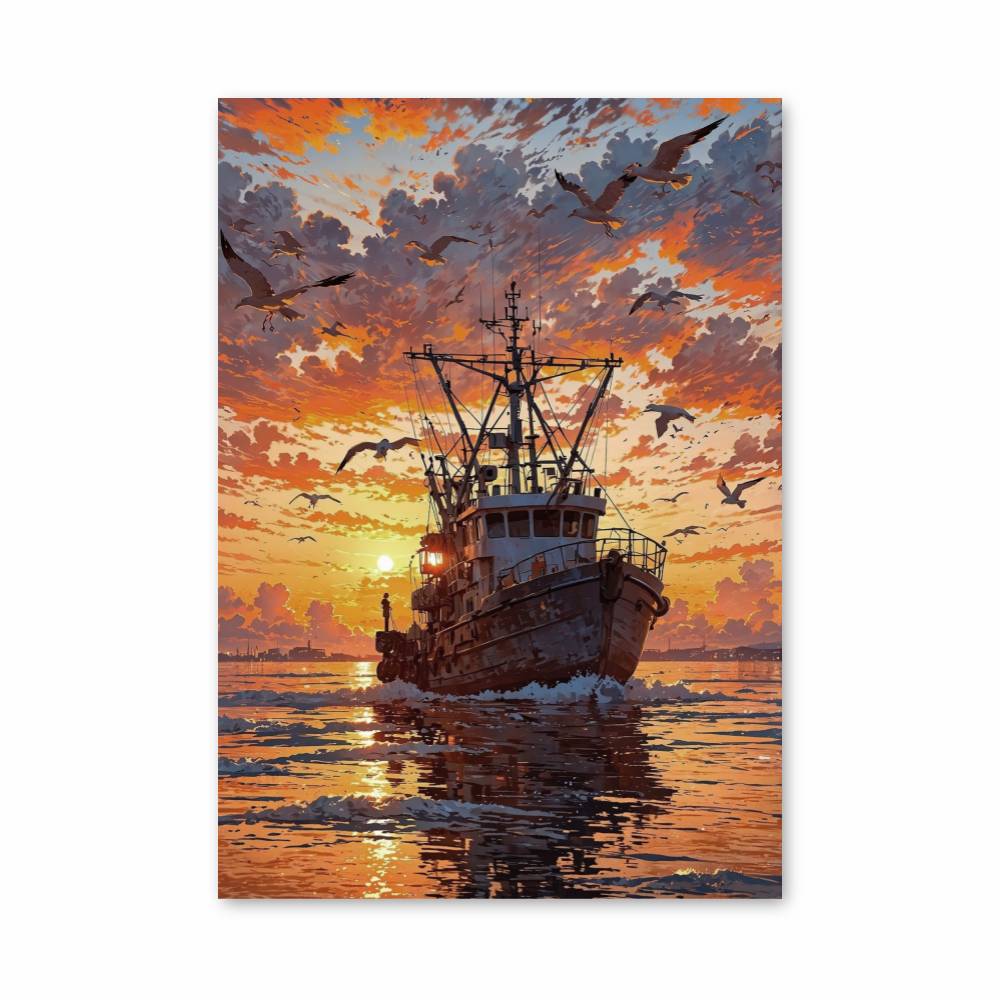 Poster Bateau au Crépuscule
