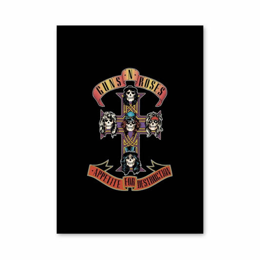 Poster Croisement Crânes Roses