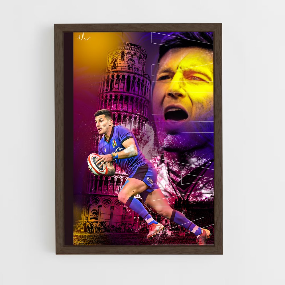 italia-rugby-6 cadre Bois foncé